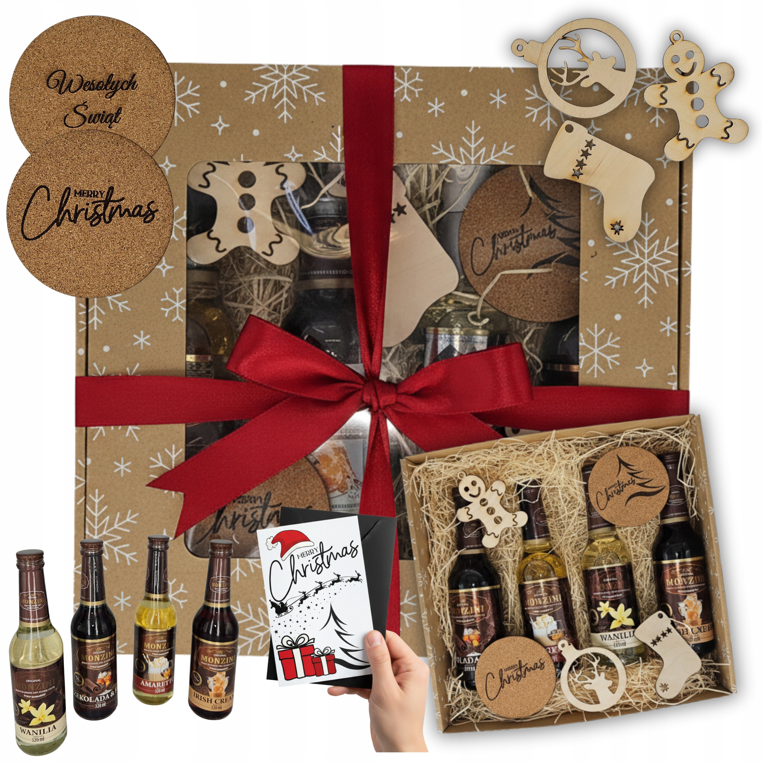 Kosz Prezentowy Syropy do Kawy Box pod Choinkę Gotowy 4x 320ml