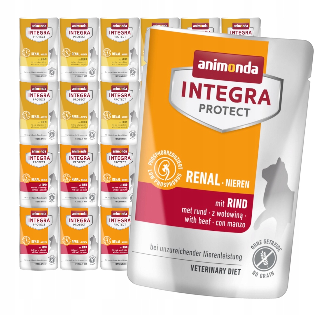 Levně Animonda Integra Protect Renal 24x85g Krmivo Pro Kočky kočky s onemocněním ledvin, 2 příchutě
