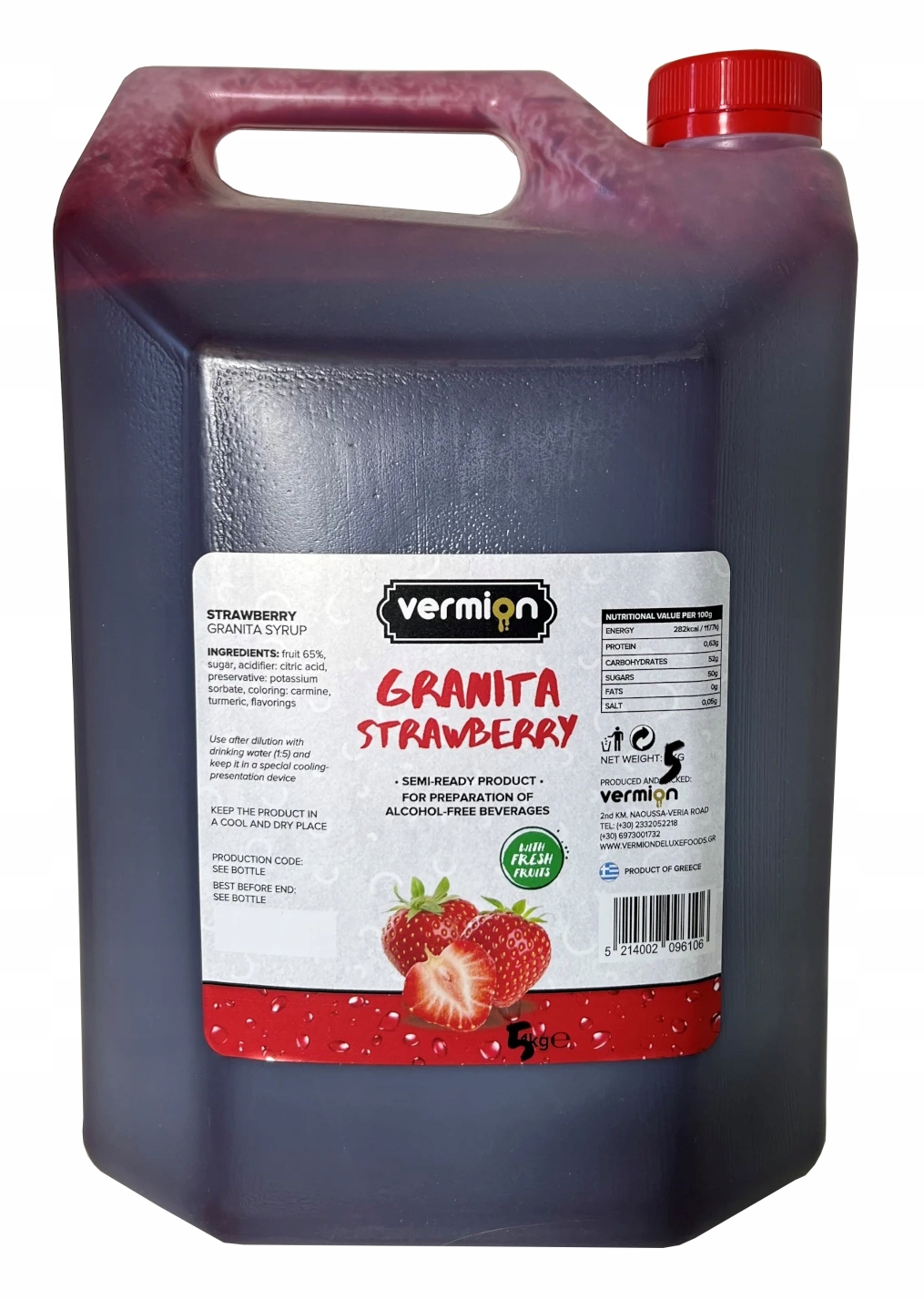 Levně Granita Jahoda koncentrát sirupu Vermion Deluxe Food Slush Strawberry 5 kg