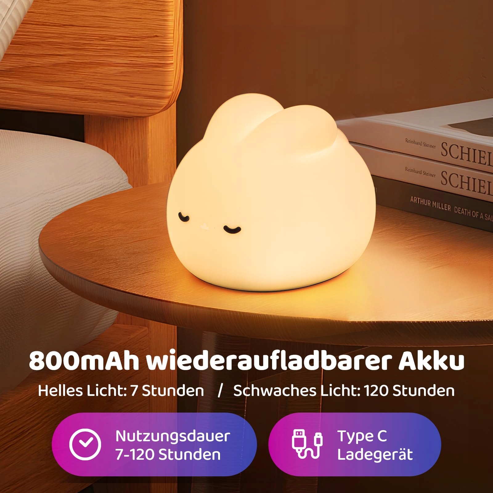 SANGYN Lampka Nocna LED Dla Dzieci Silikonowy Królik RGB Dotykowa — miniatura 7