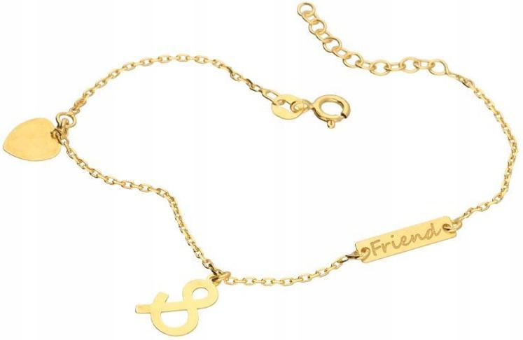 Stříbrný pozlacená náramek 925 s nápisem friend, moderní módní vzor
