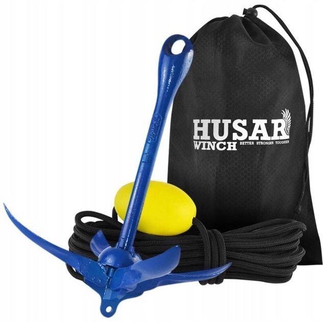 Kotwica Żeliwna Składana do Łodzi 2,5 kg z Liną 10 m Husar Winch