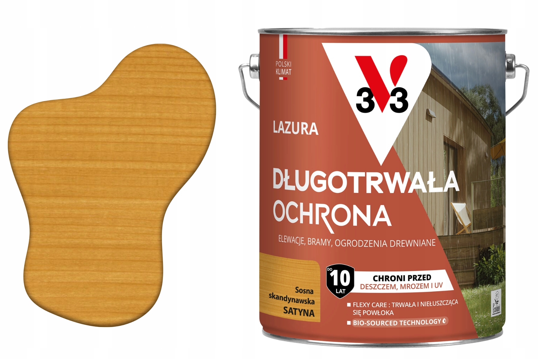 Lazúra 10 rokov ochrany škandinávska saténová borovica 4.5 l V33