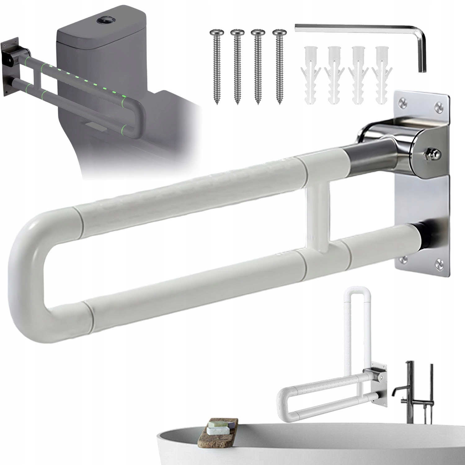 Uchwyt Składany Łazienkowy Niepełnosprawnych Dla Osób Starszych O 90° 60CM