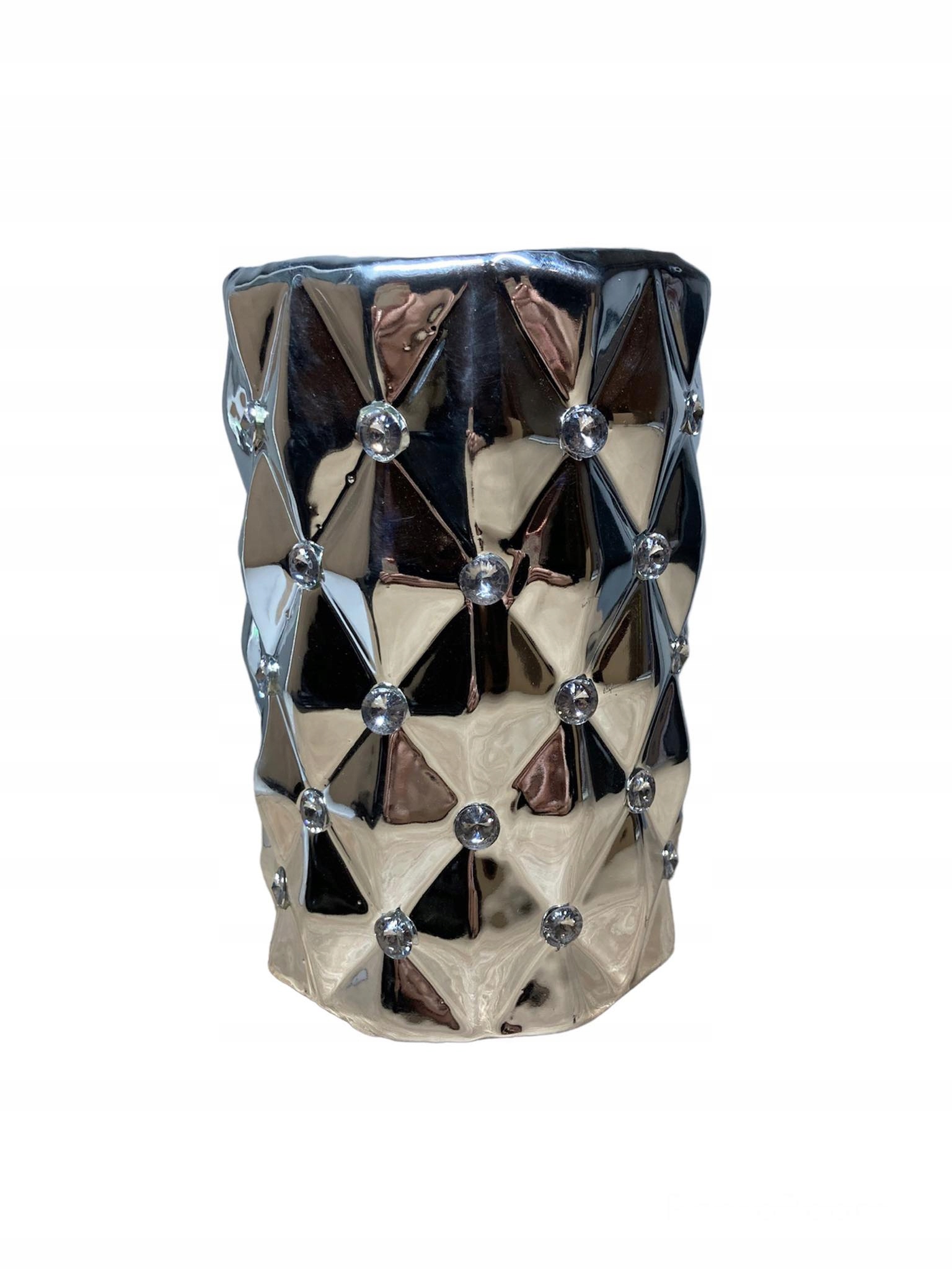 

Wazon Srebrny Ceramiczny Kryształki Cyrkonie Glamo