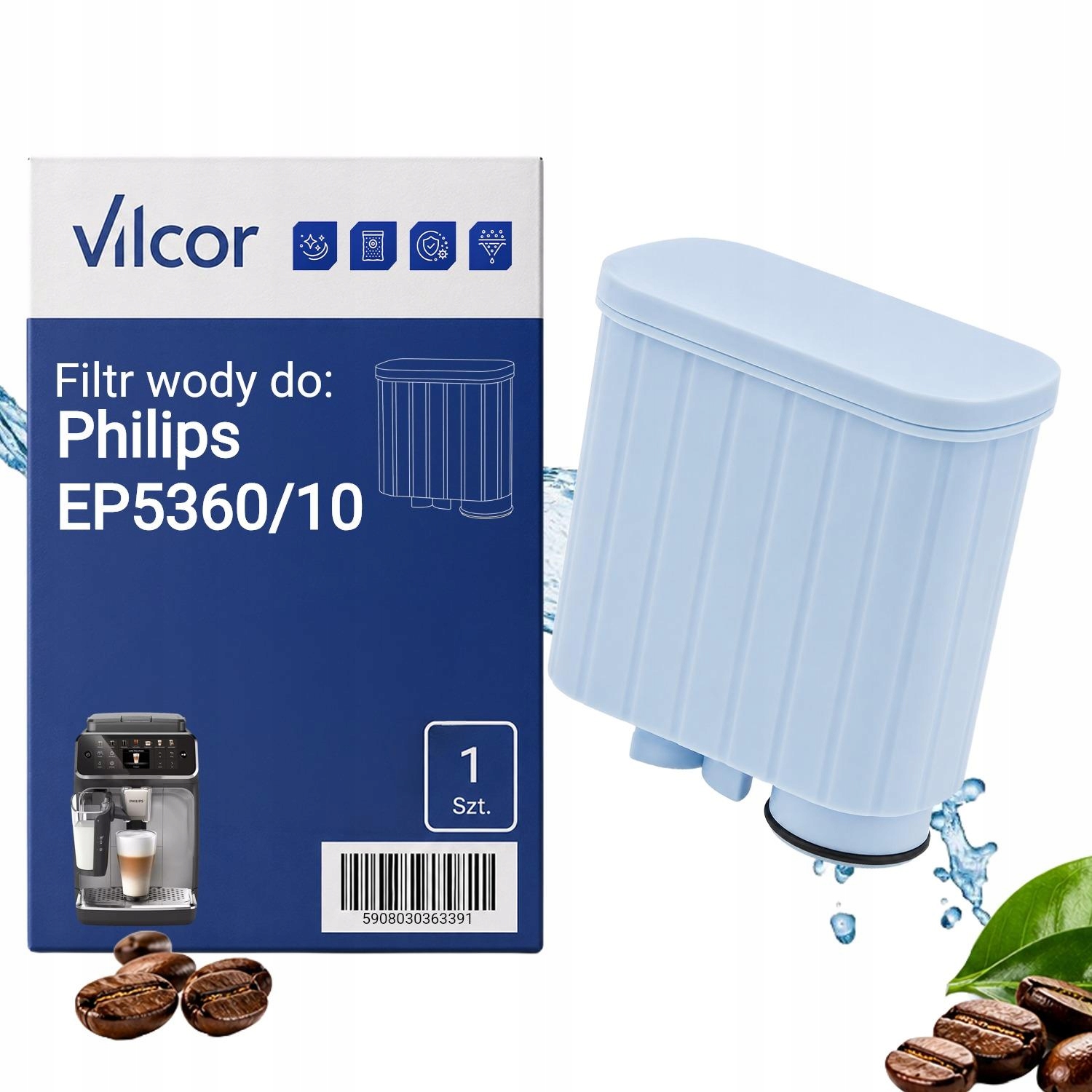 Filtr Do Ekspresu Philips EP5360/10 Ciśnieniowy, Wydajny, Wody, Ochrona