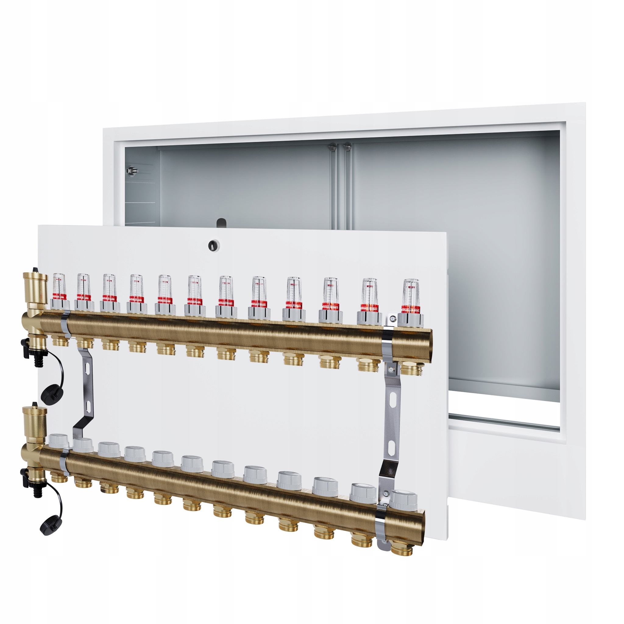 Rozdělovač pro podlahové topení 12 s podomítkovou schránkou