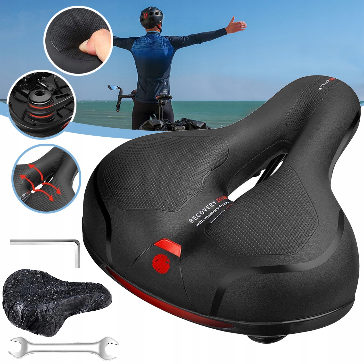 WYGODNE SIODEŁKO ROWEROWE, ERGONOMICZNE SIEDZISKO ROWEROWE, SZEROKIE