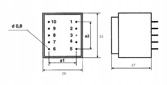 TEZ2.6/2X9 Transformator zalewany 2.6W, 2x9V, 2x139mA Stan opakowania oryginalne