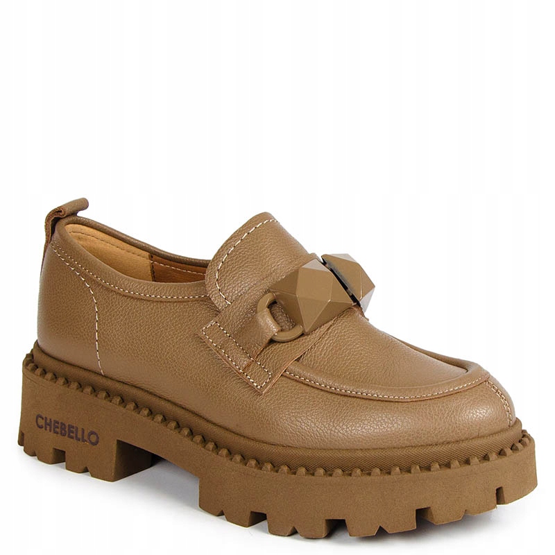 Chebello 4230 Kožené Mokasíny Béžové Taupe S Ozdobou 36