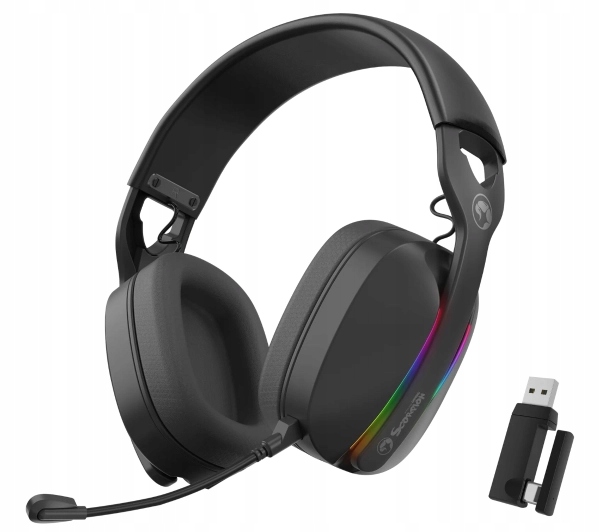 Słuchawki bezprzewodowe z mikrofonem Marvo Pulz 70W Nauszne Czarne