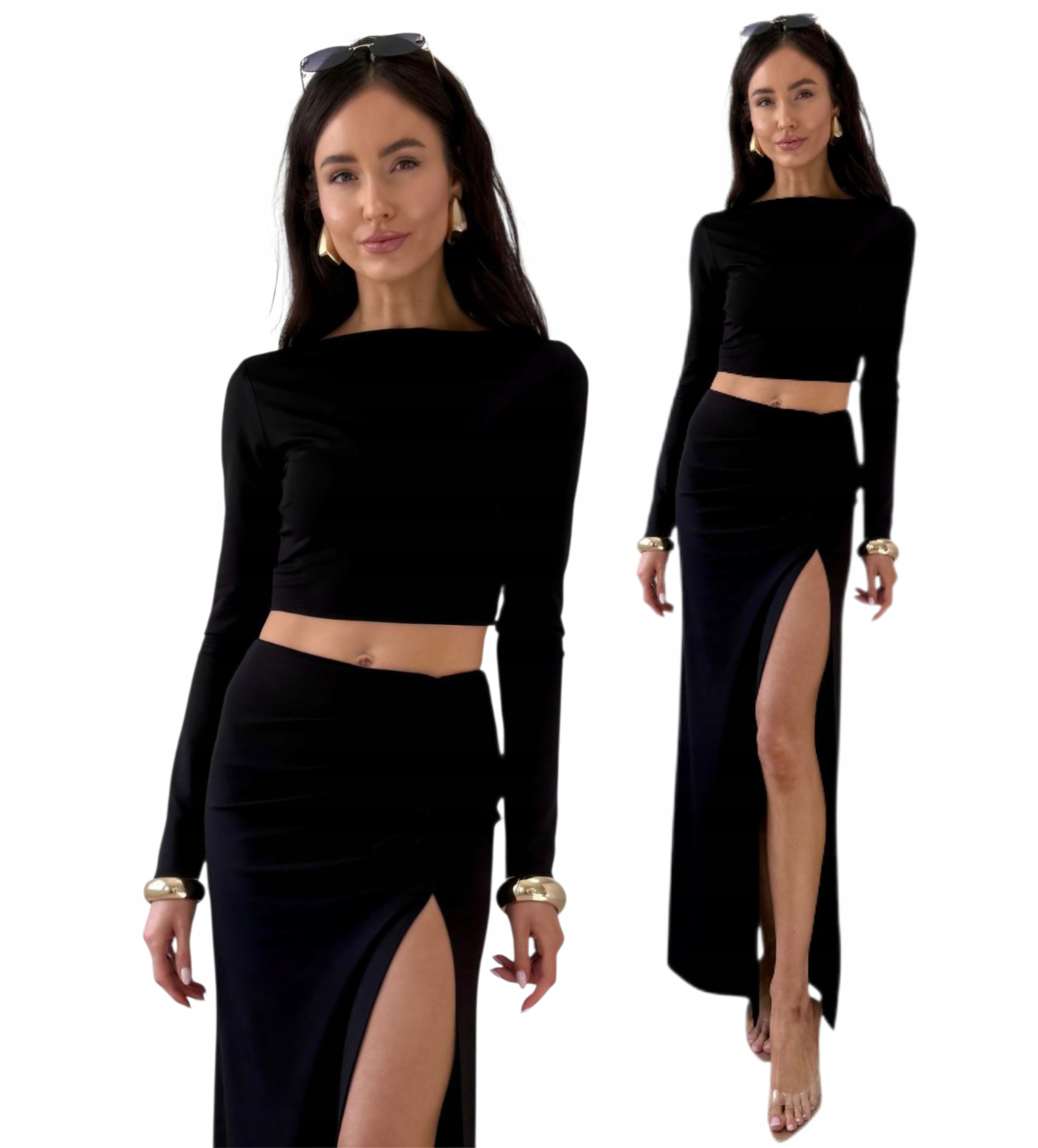 Komplet S Přídavkem Viskózy Sukně Plus Halenka vel. S 36 Černá