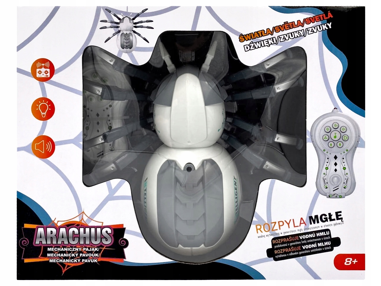OGROMNY PAJĄK ZDALNIE STEROWANY ROZPYLA MGŁĘ LED PILOT R/C ŚWIATŁO DŹWIĘK Płeć chłopcy dziewczynki