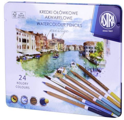 AKWARELOWE KREDKI OŁÓWKOWE 24 SZT ASTRA PRESTIGE