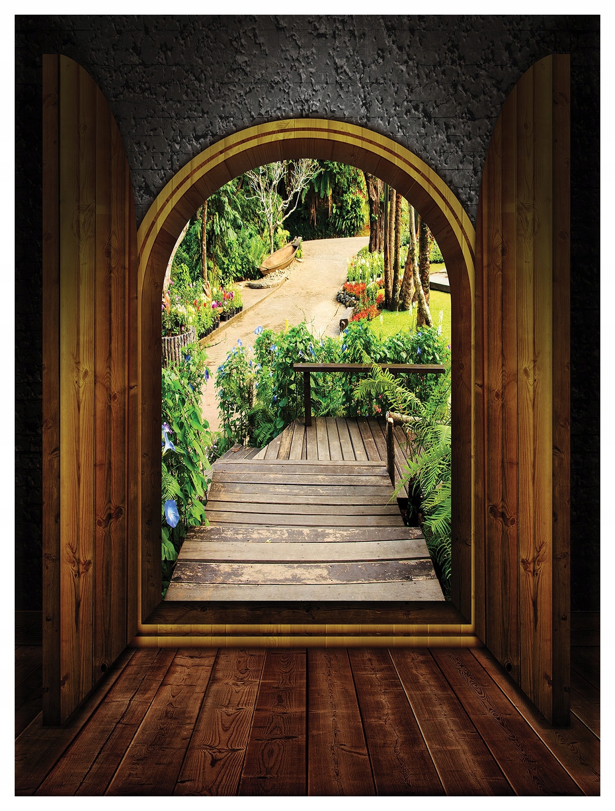 Fototapeta Vinylová brána do kvitnúcej záhrady 184x254 krajina prírody lepidlo