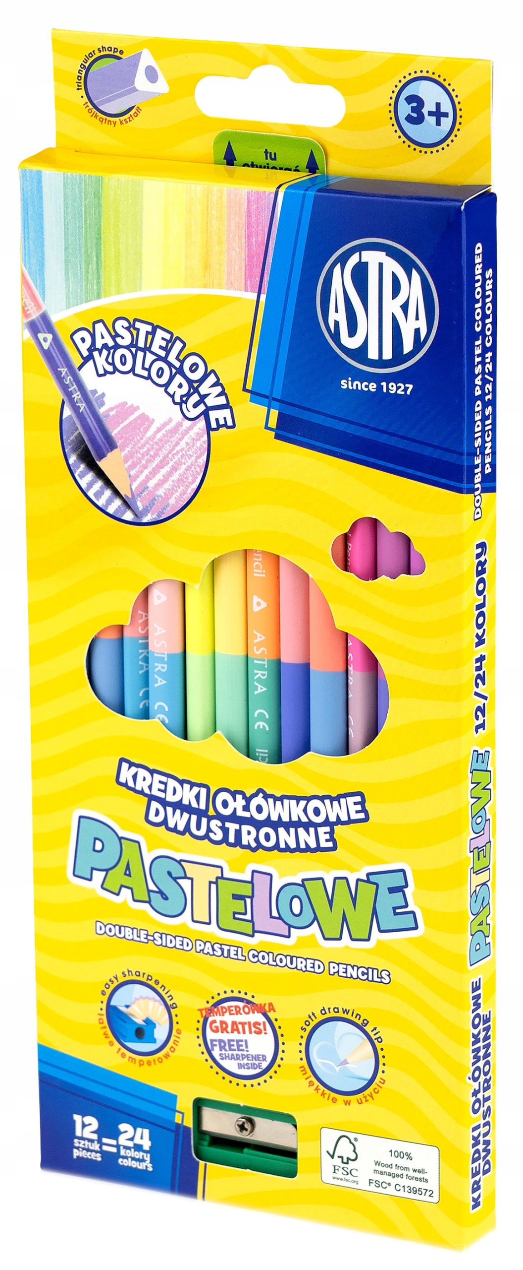 KREDKI PASTELOWE 12/24 KOL DWUSTRONNE ASTRA