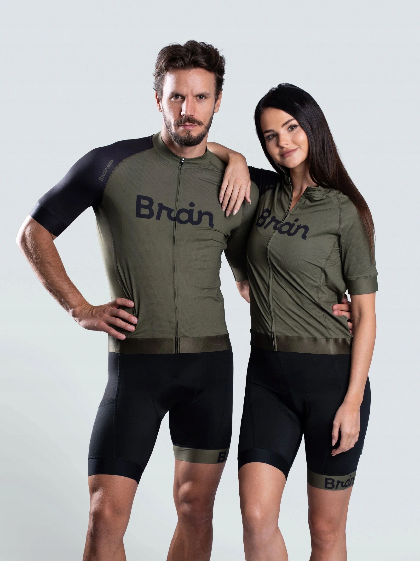 Brain unisex cyklistický set, dres a kraťasy, zelený