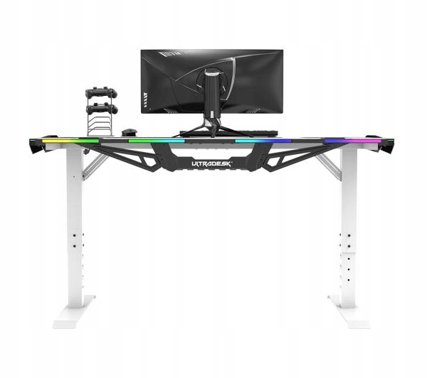 Biurko gamingowe Ultradesk FORCE 1/2 166cm Regulacja wysokości Czarne Kolor nóg biały