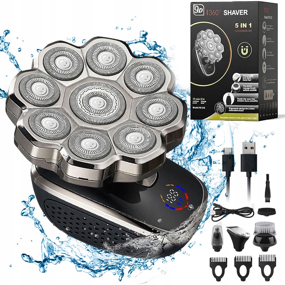 Holicí Strojek Pánský zastřihovač 9D pro holení hlavy na lýtko a vousy na mokré sucho