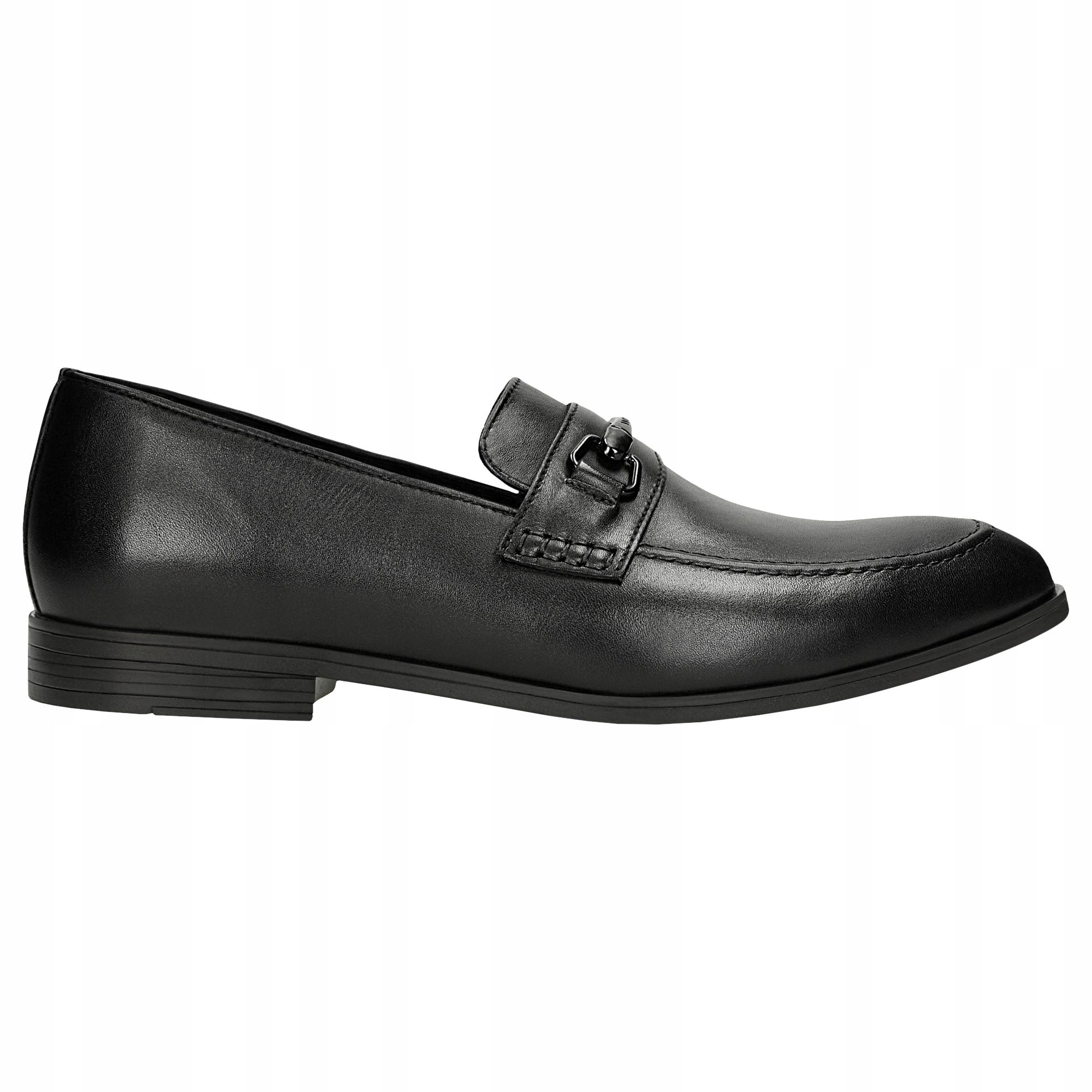 Pánské černé kožené mokasíny s kovovou dekorací Wojas vel. 44