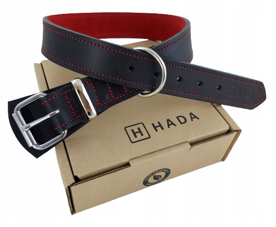 Obroża Skórzana Czarna Dla Psa 3 CM Hada Rozmiar M