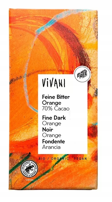 Levně 3x Hořká čokoláda 70% s příchutí pomeranče Bio 80 g Vivani