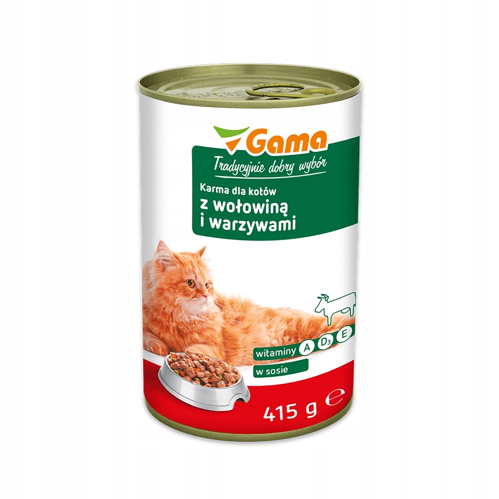 Levně 10x Krmivo mokré pro kočky konzerva 415 g wolowina Gama
