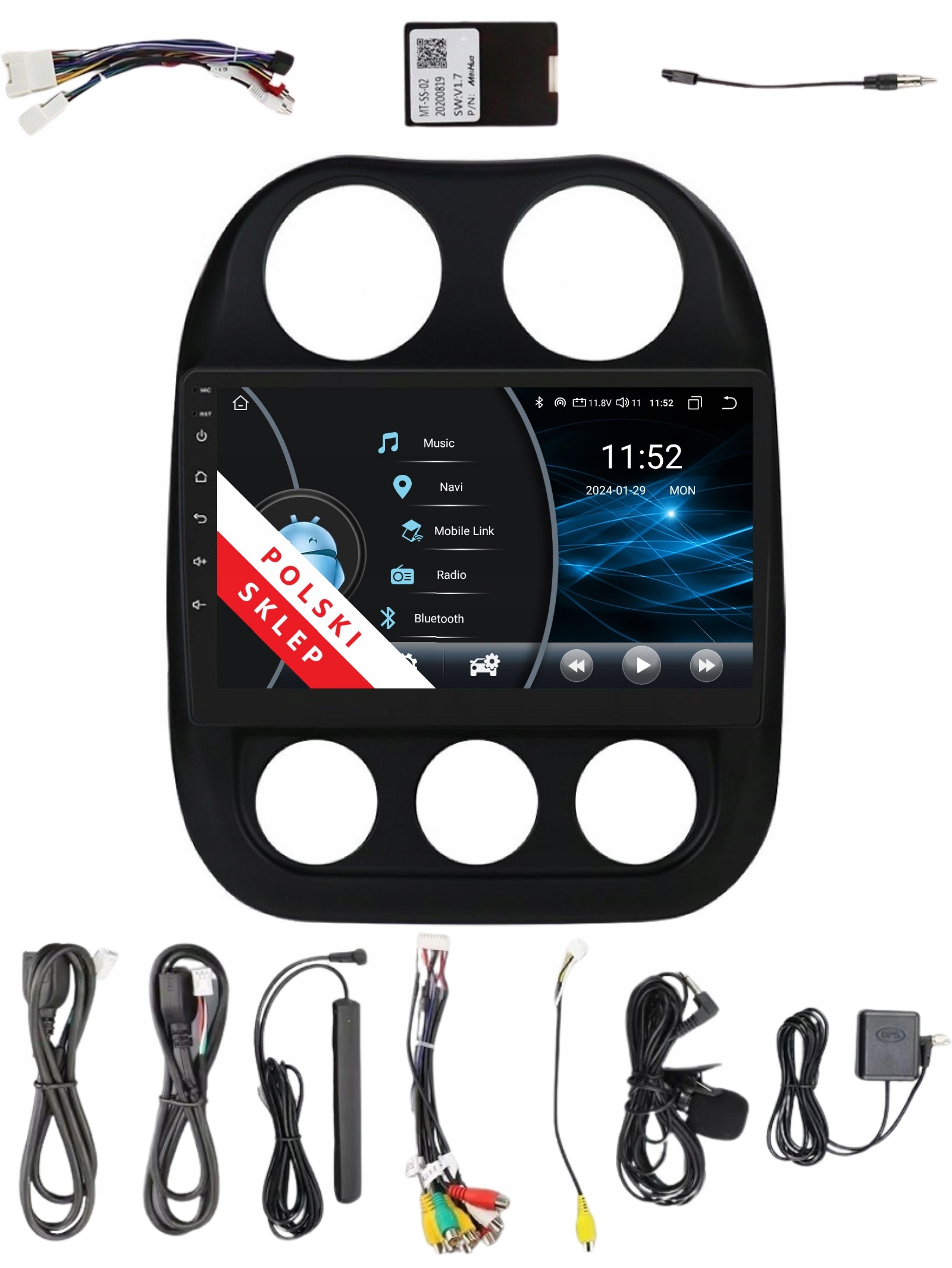 Radio 2DIN Nawigacja Android Jeep Compass I Patriot 2/32 Gb Dsp Carplay Lte