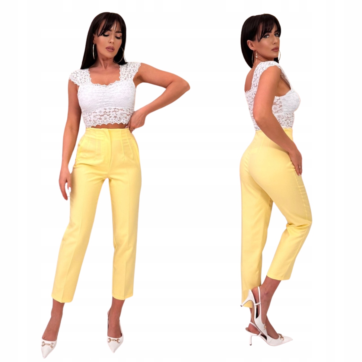 Žluté oblekové kalhoty Cameron s vysokým pasem Velikost L