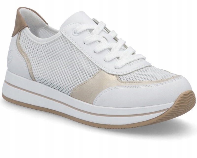 Buty damskie Rieker N4502-80 sneakersy sportowe białe na platformie 37