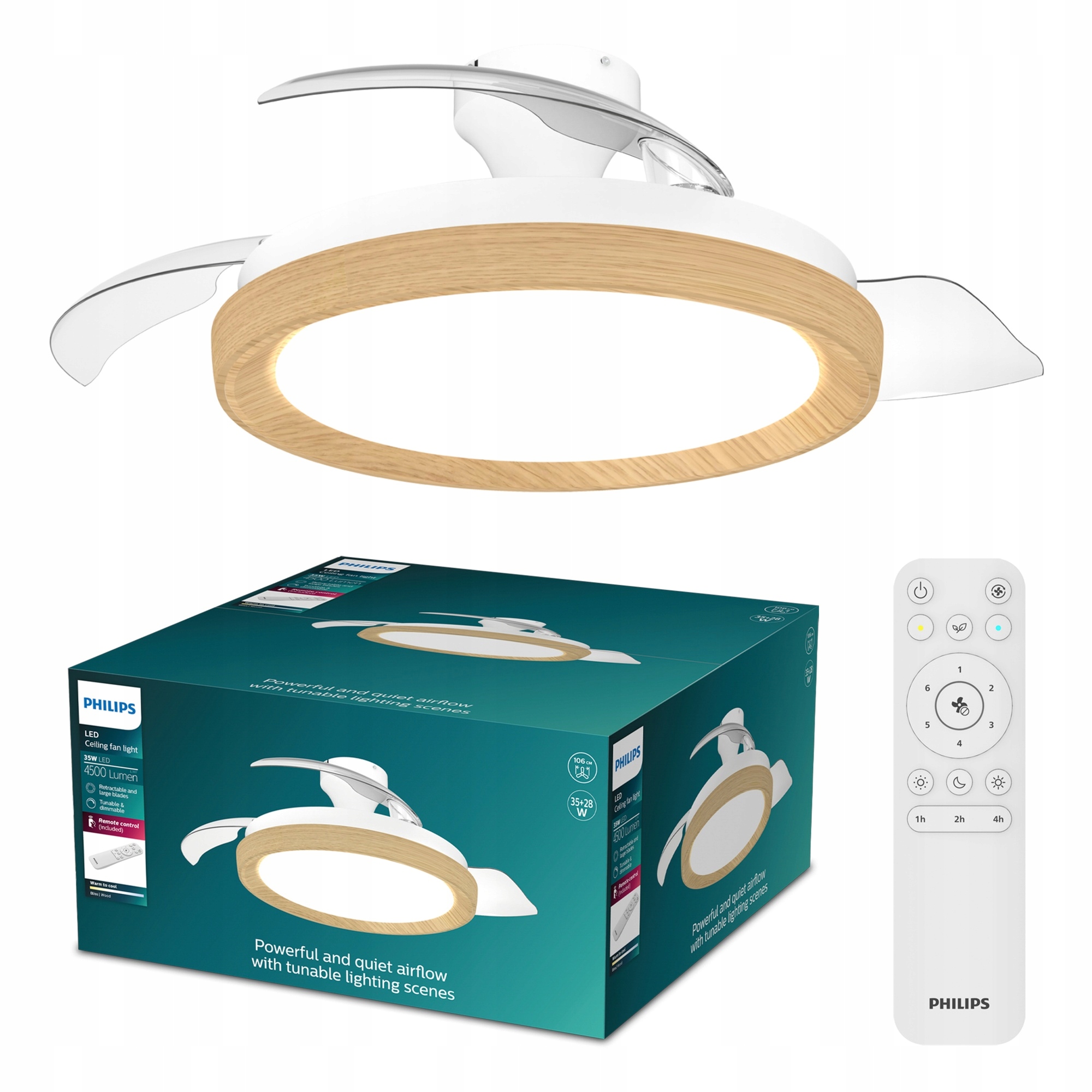 Led Stropná Lampa S Vetrákom Stropný Ventilátor 106 cm Cct Bliss Philips