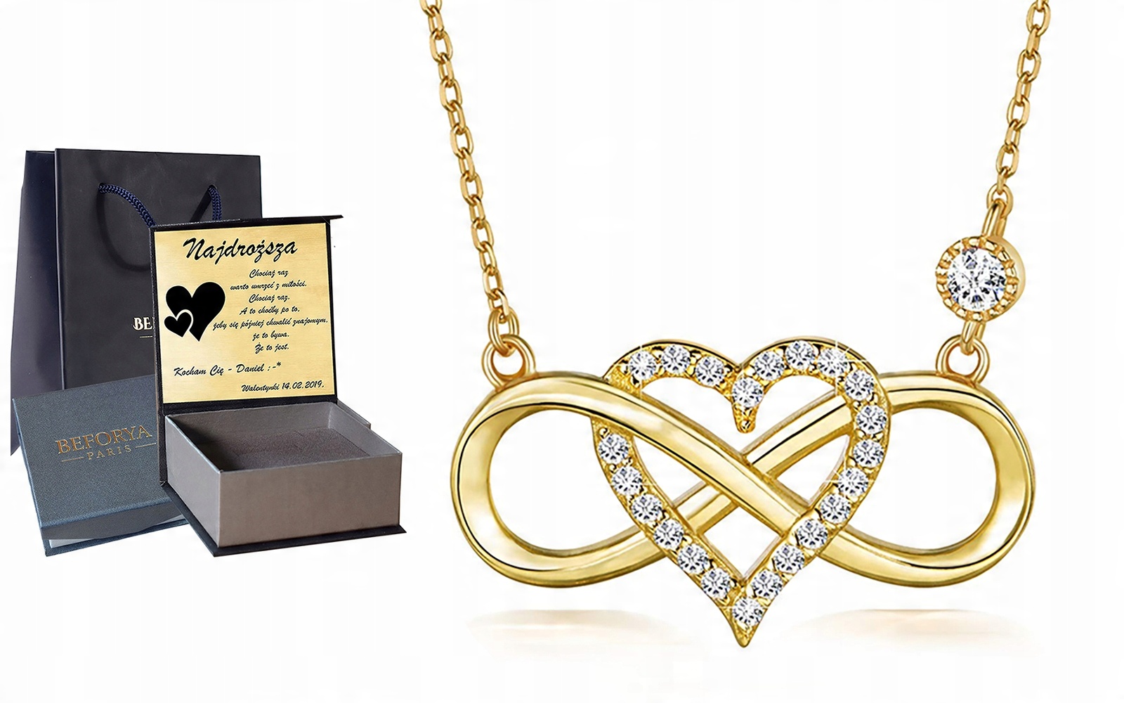 

Infinity Serce Srebrny Naszyjnik Swarovski Srebro
