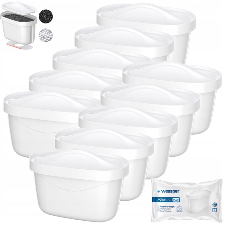 14x Filtr Wessper Aquamax Plus Aqua Max Plus do Wody do Dzbanka Brita Dafi