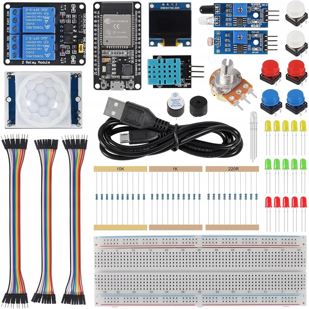 Zestaw startowy edukacyjny z ESP32 do nauki programowania i elektroniki