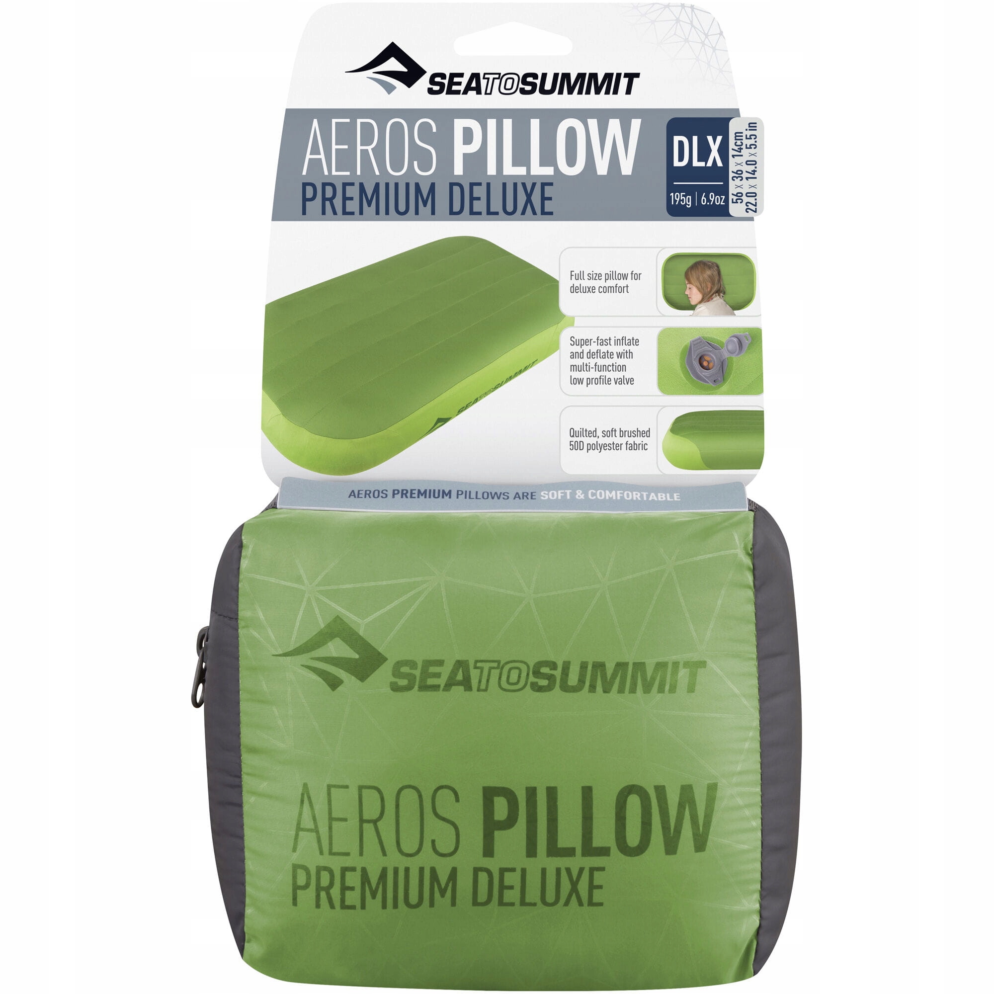 SeaToSummit Polštář Aeros Pillow Deluxe DLX zelený