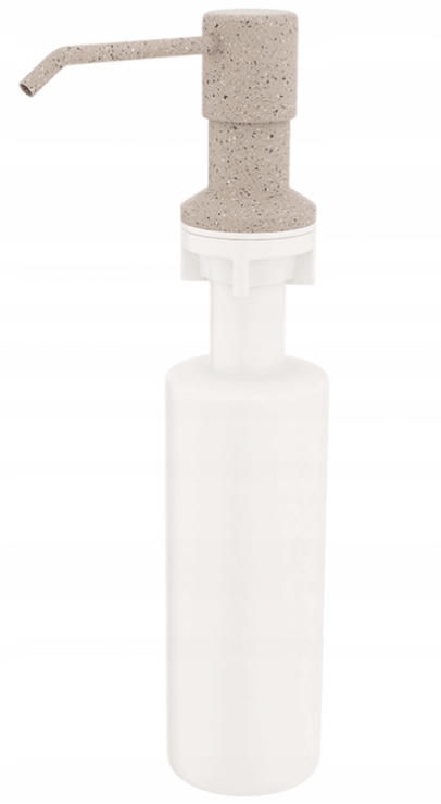 Dávkovač na mycí prostředek na nádobí 500 ml béžový, namontovaný ve dřezu