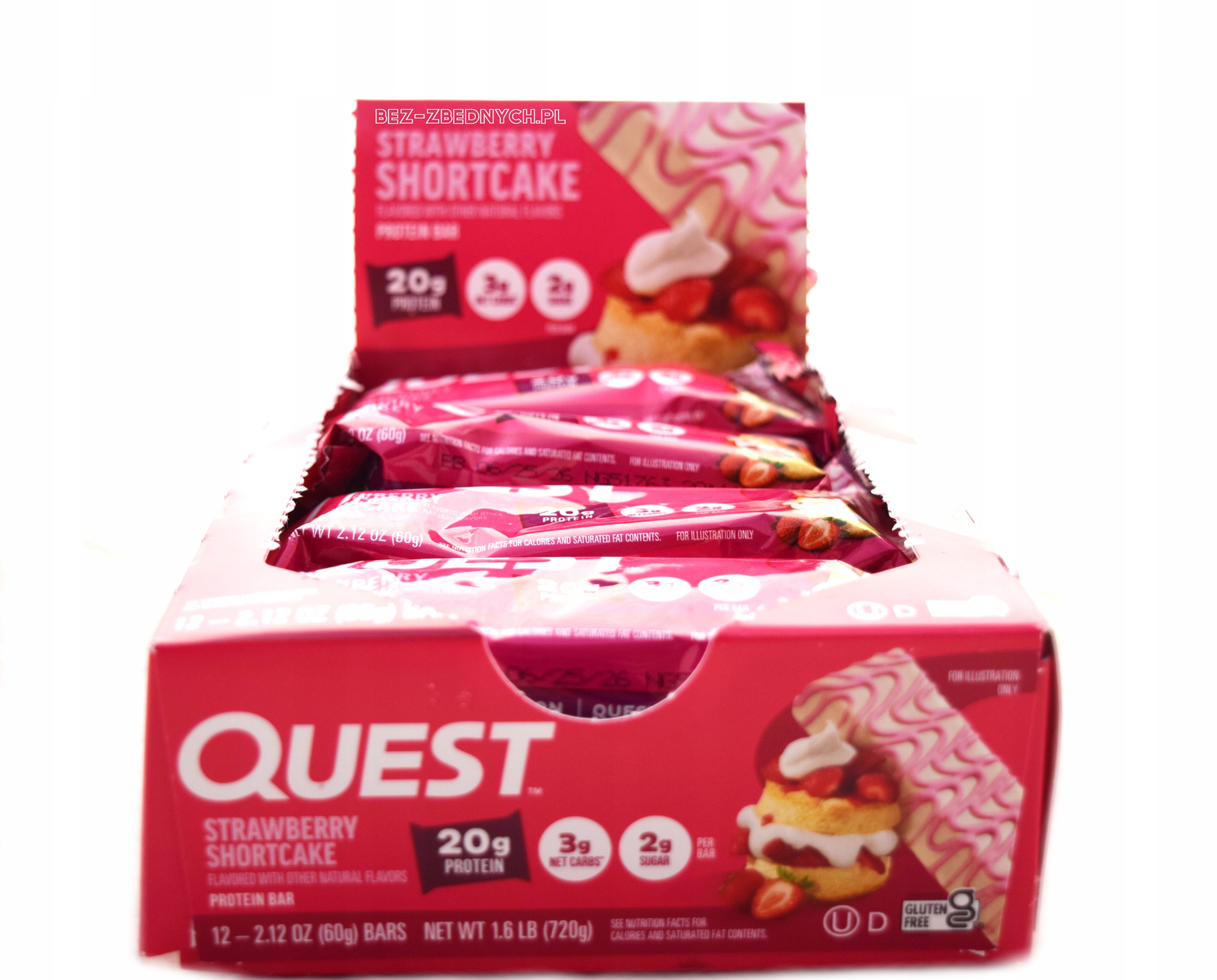 Quest Nutrition Proteinová tyčinka 60 g Proteinová Tyčinka Isolate Low Sugar Jahoda