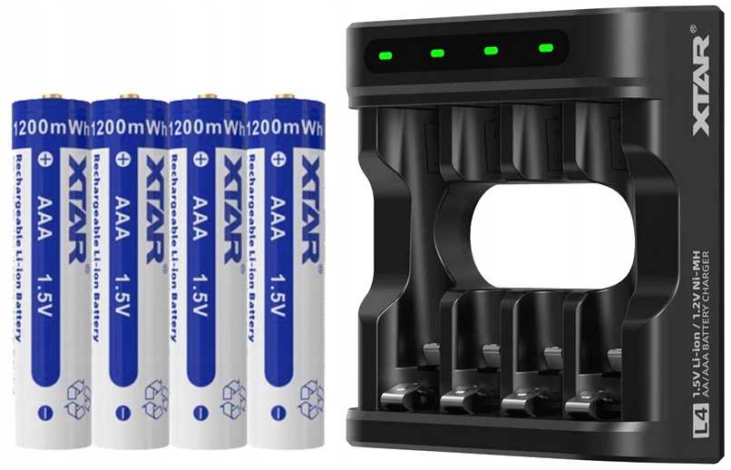Sada: Nabíječka Baterií Xtar L4 Aa/aaa 4X Nabíjecí Baterie 750 mAh