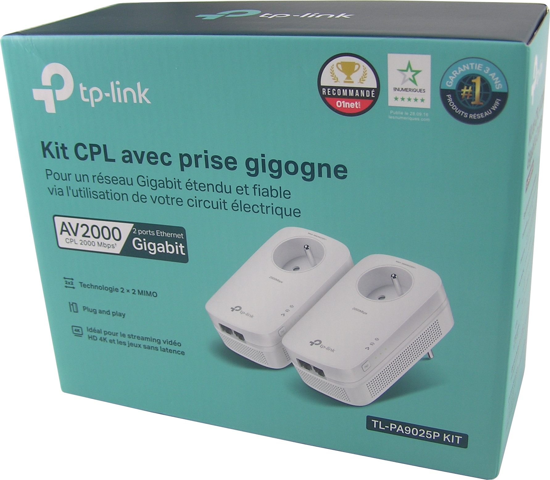 TP-Link CPL 2000 Mbps avec 2 Ports Ethernet Gigabit et Prise.