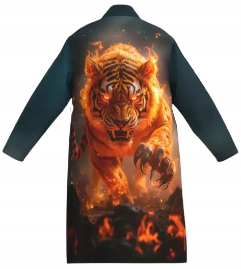 Pánský Tenký Župan Tygr Oheň Hedvábný Matný Satén M