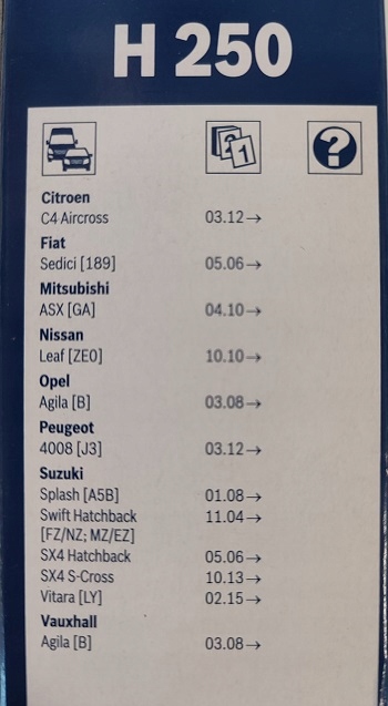 BOSCH WYCIERACZKA TYŁ TYLNA H250 250MM Producent Bosch