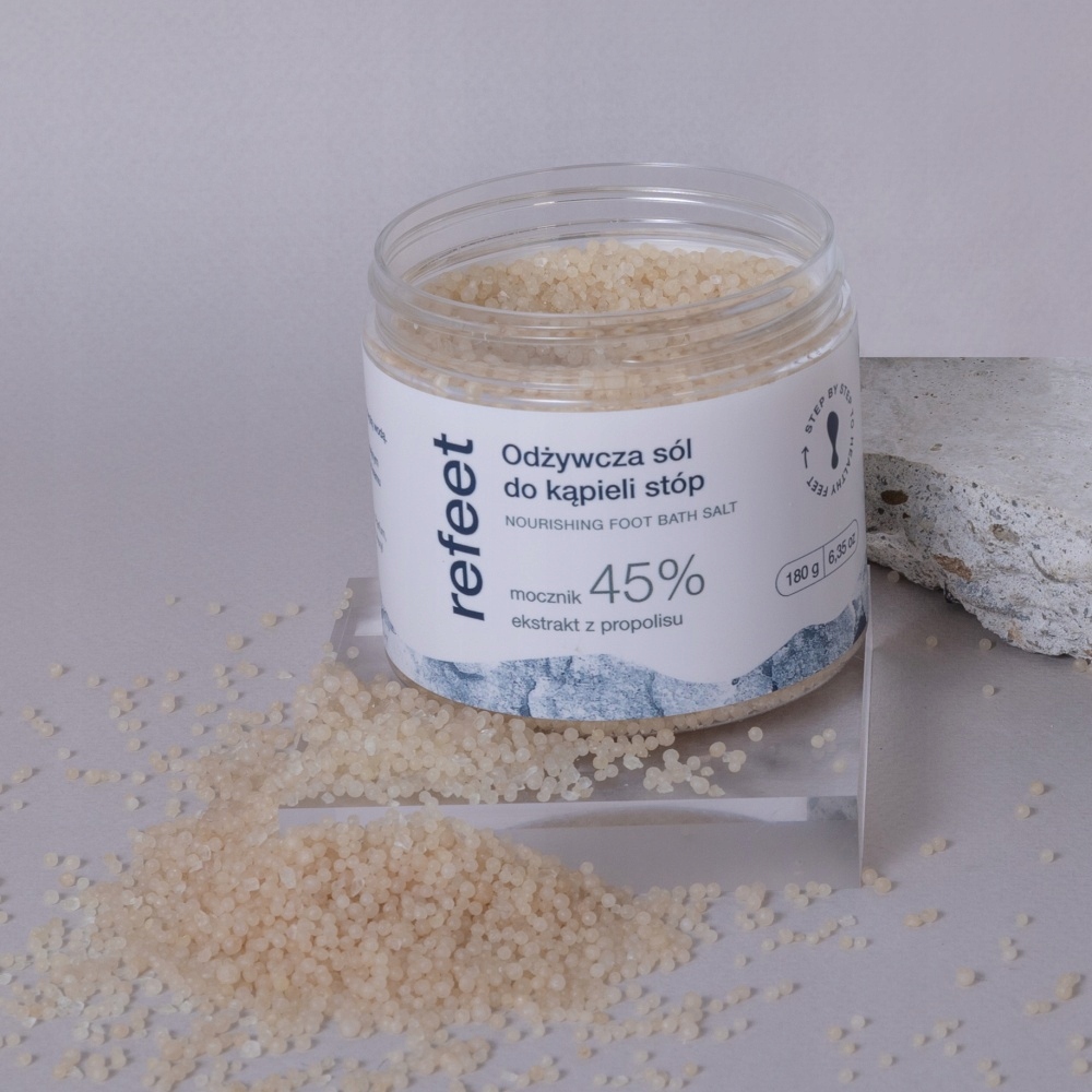 SÓL DO KĄPIELI STÓP MOCZNIKIEM 45% Propolis nawilżająca RELAKSUJĄCA Refeet Stan opakowania oryginalne