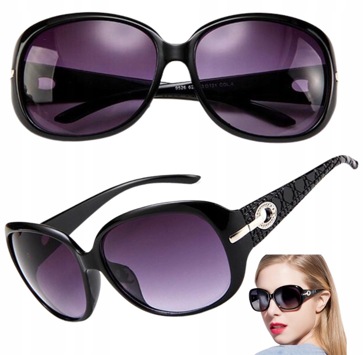 

Damskie duże kwadratowe Okulary muchy kocie retro