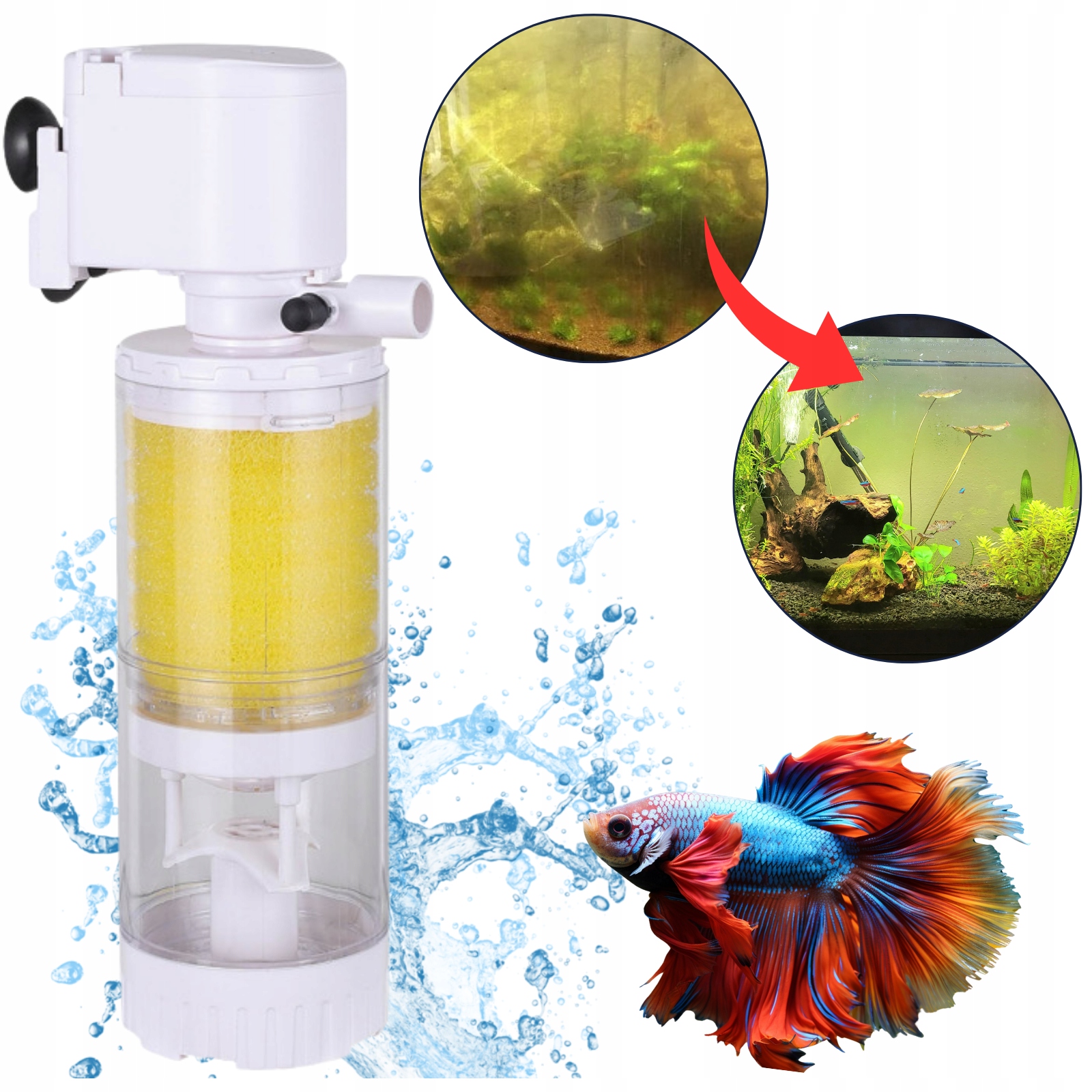 Vnitřní Filtr Pro Akvárium Profesionální Houbový s rotorem 20W 1000L/h