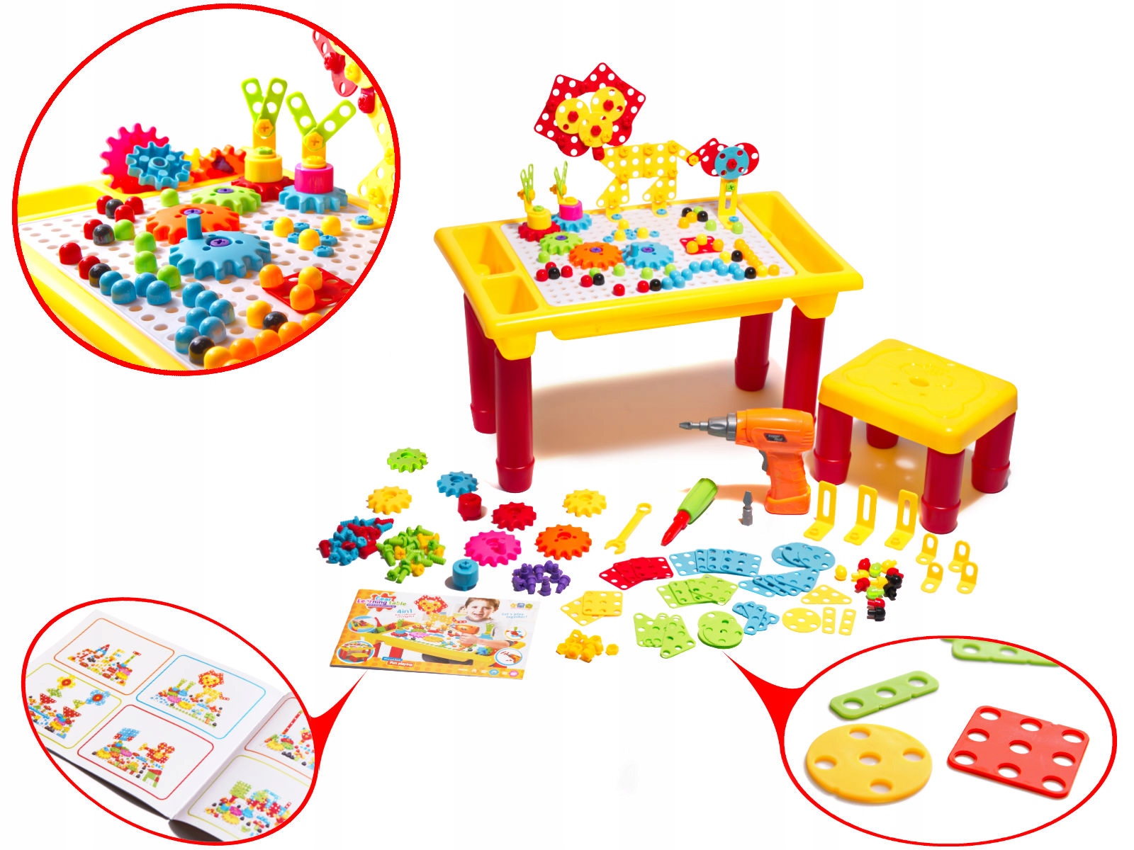 

Zestaw Puzzle Klocki Wkrętarka Stolik Taboret 296E