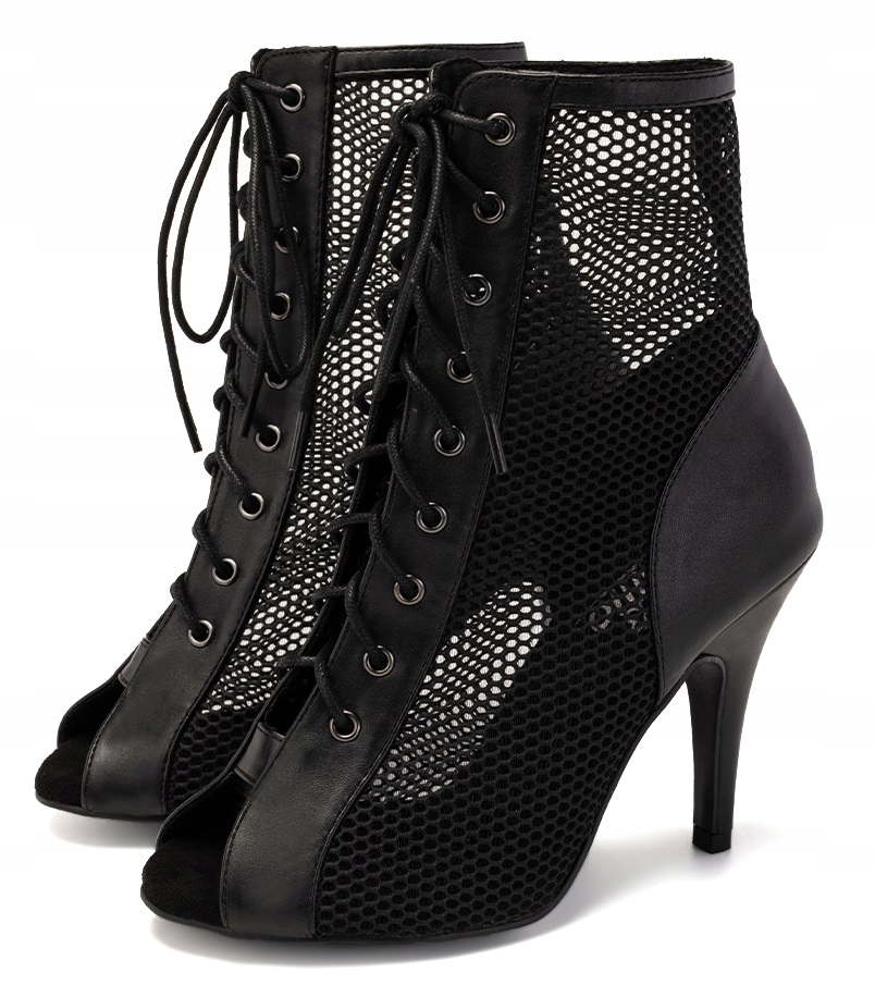 Buty Do Tańca High Heels Skórzane Wiązane 10cm