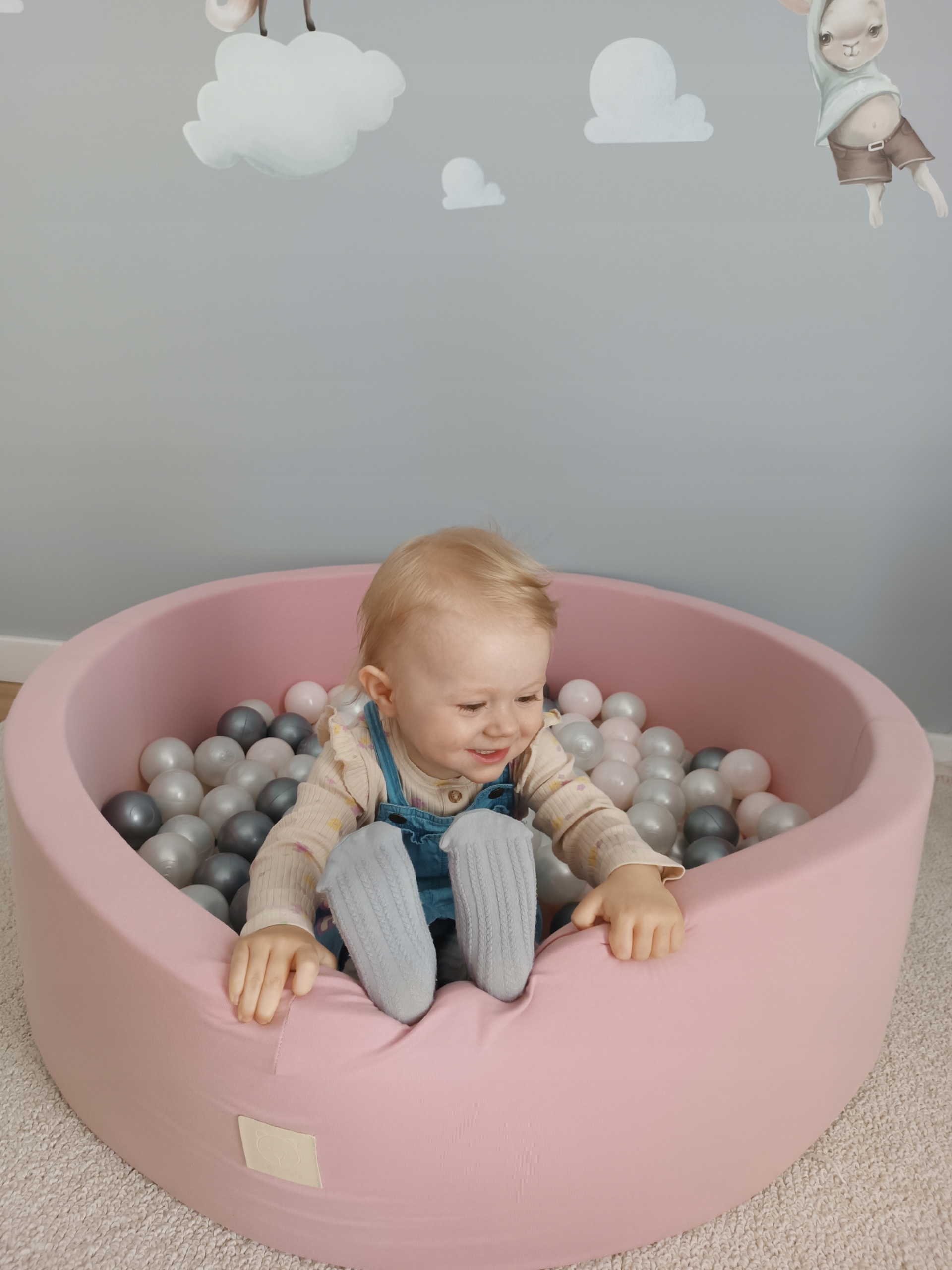 Suchy Basen z Piłkami 90x30 dla Dzieci Różowy Smart 200 piłek MISIOO Kolor dominujący odcienie różu