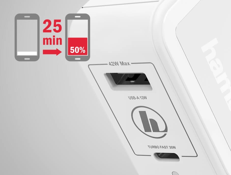 HAMA SZYBKA ŁADOWARKA SIECIOWA Quick Charge/ Power Delivery +USB-A 42 WATT Kod producenta 183320