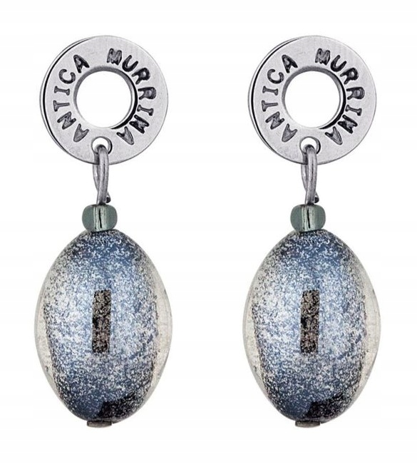 Dámské stříbrné Náušnice Harf sklo Murano