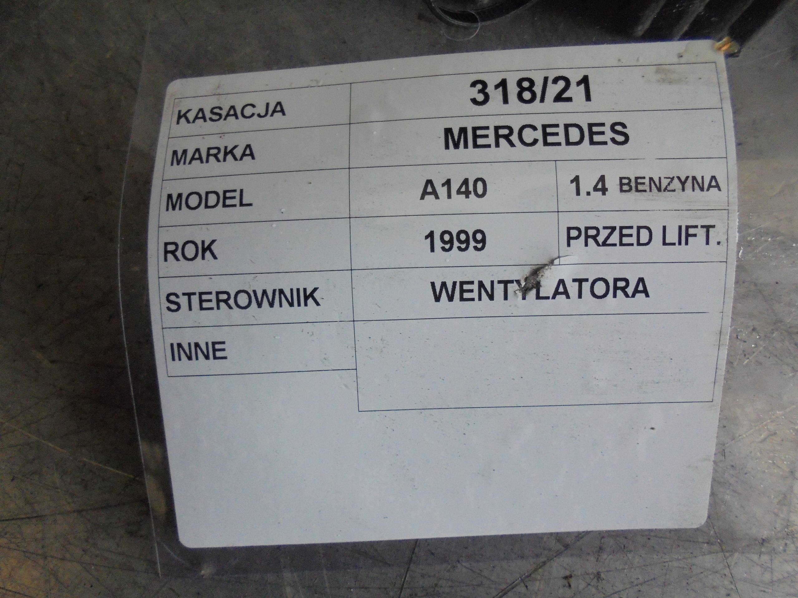 CENTRALINA VENTOLE MERCEDES W168 A0275458032